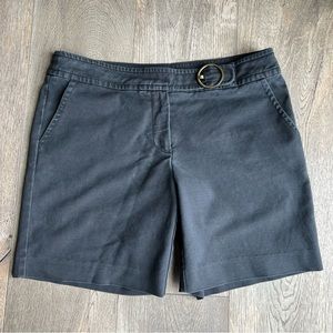 TRINA TURK Black Wash Flat Front Buckle Shorts Size 10